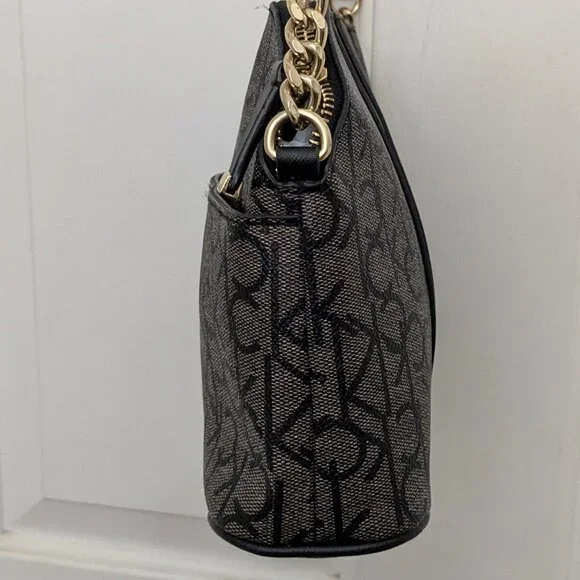 Calvin Klein Ck Must Monogram Recycled Crossbody Bag In Brown Black . Great Cond - Picture 4 of 14